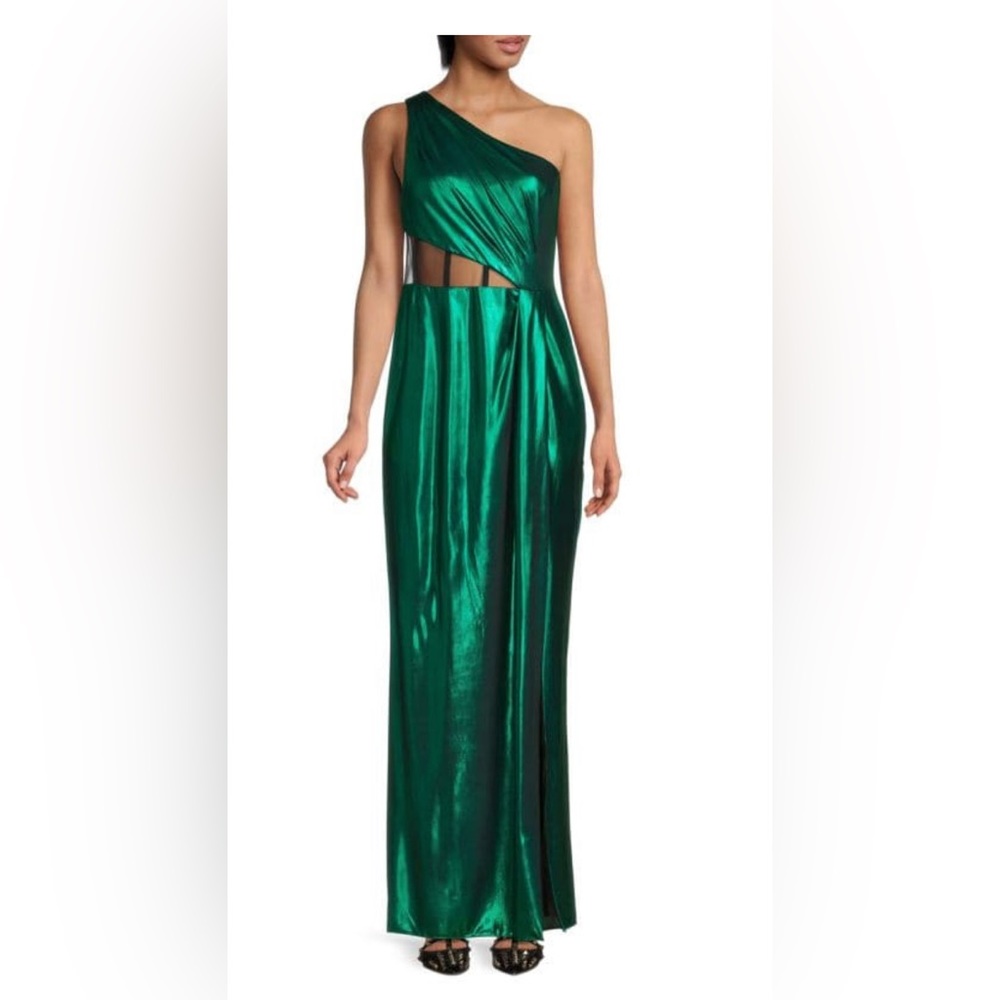 NWT Marchesa Notte Green Foil Gown